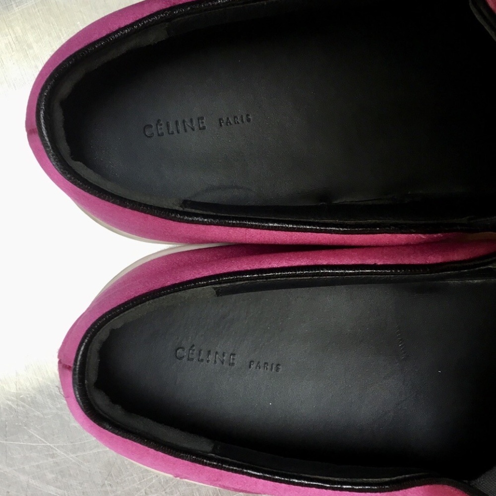 CELINE Fuchsia Pink Duchess Satin SLIP-ON Sneakers - Picture 6 of 7